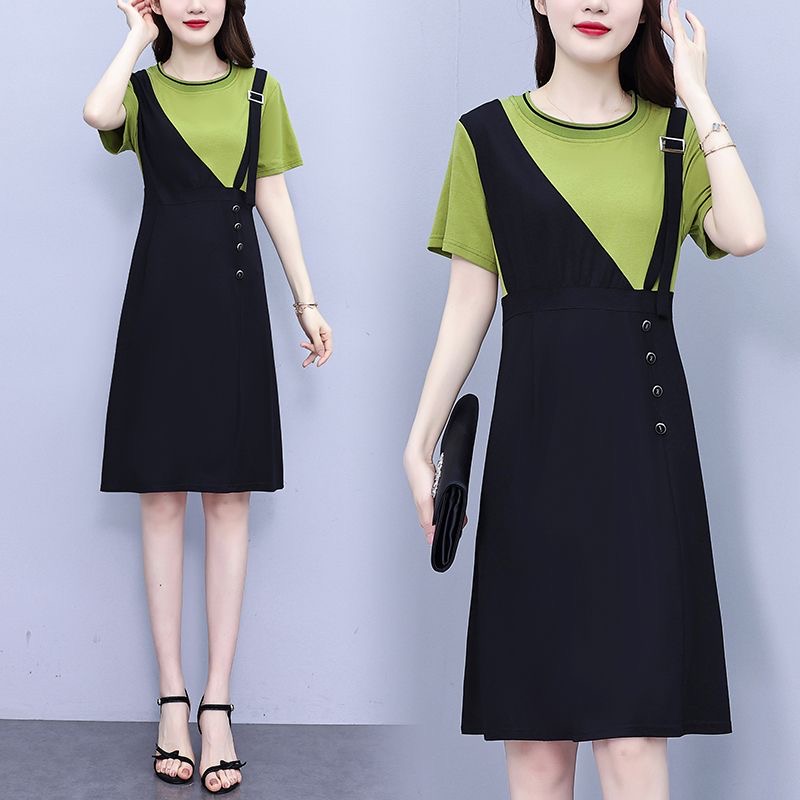 假兩件顯瘦連衣裙